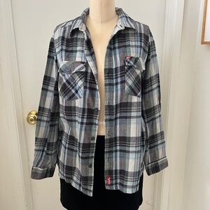 Quiksilver Light and Dark Blue Flannel Button Up